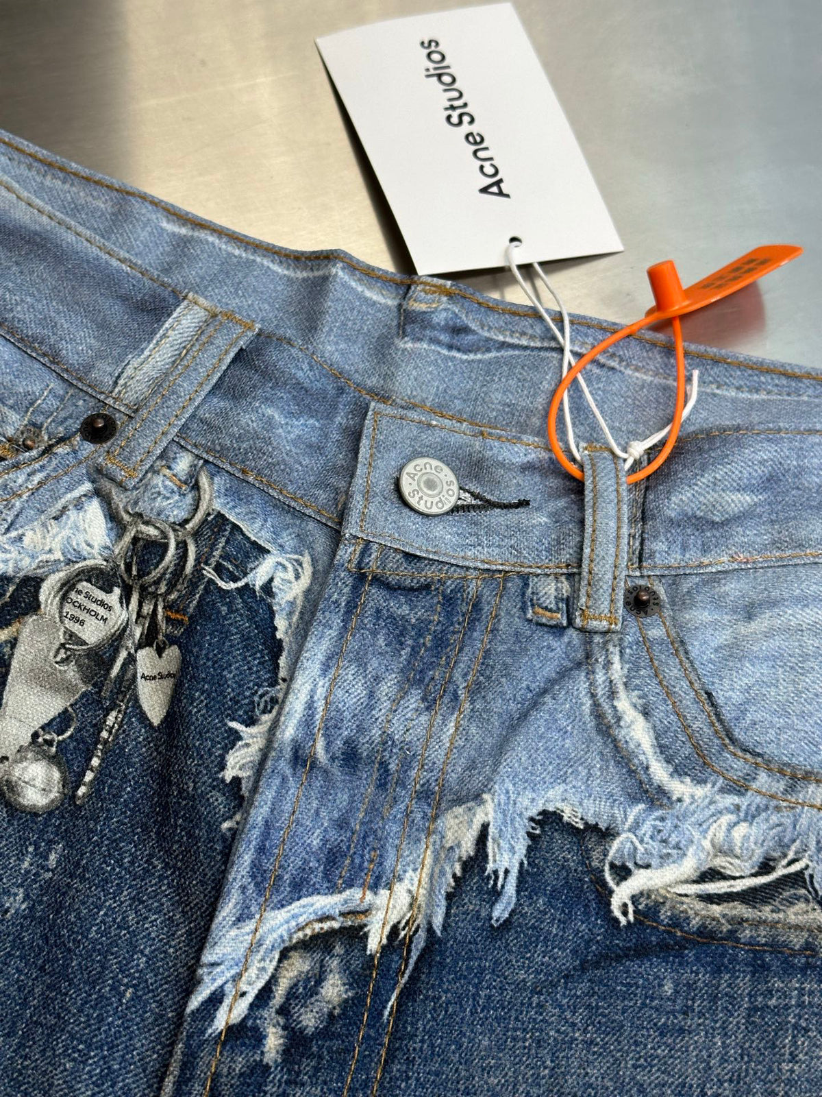 Acne Studios Heavy Distressed Frayed Edge Wide‑Leg Jeans