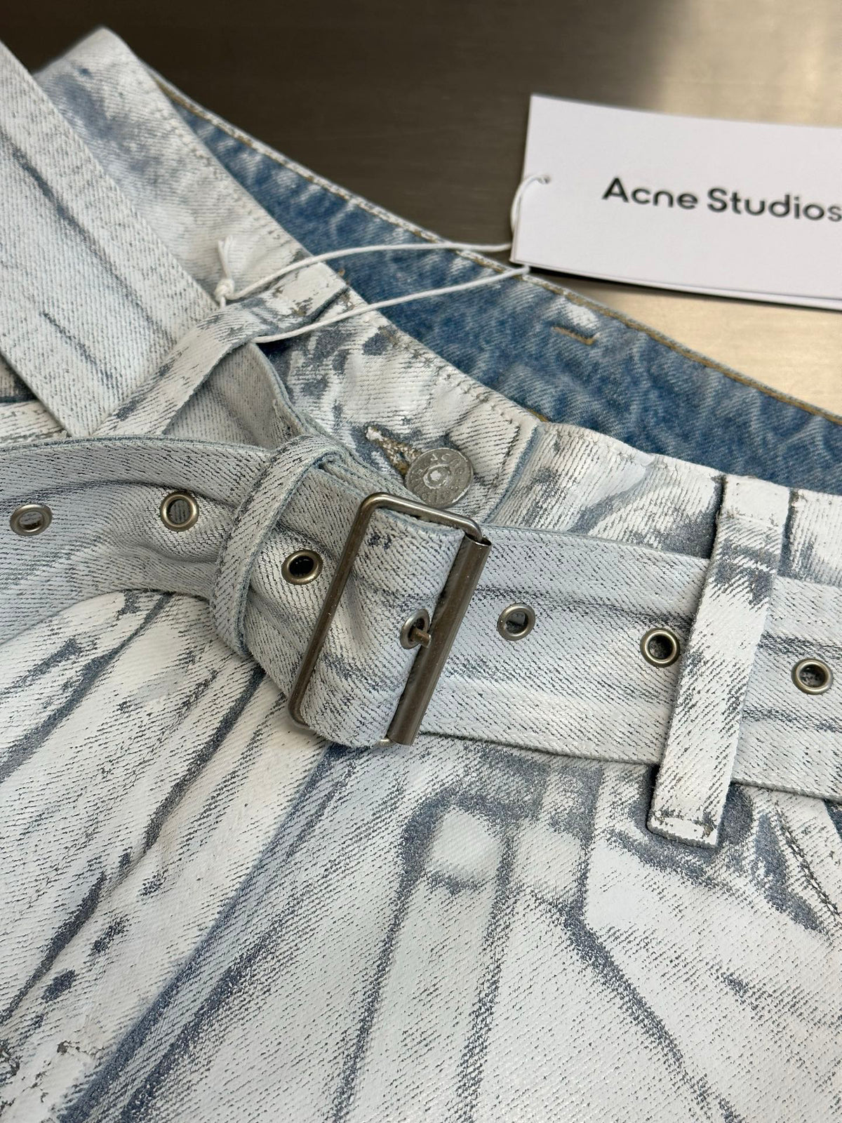 Acne Studios Belt‑Detail Wide‑Leg Denim Jeans