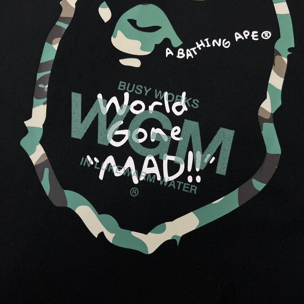 BAPE Busy Works World Gone MAD Woodland Camo WGM Tee Oversized Unisex T-Shirt