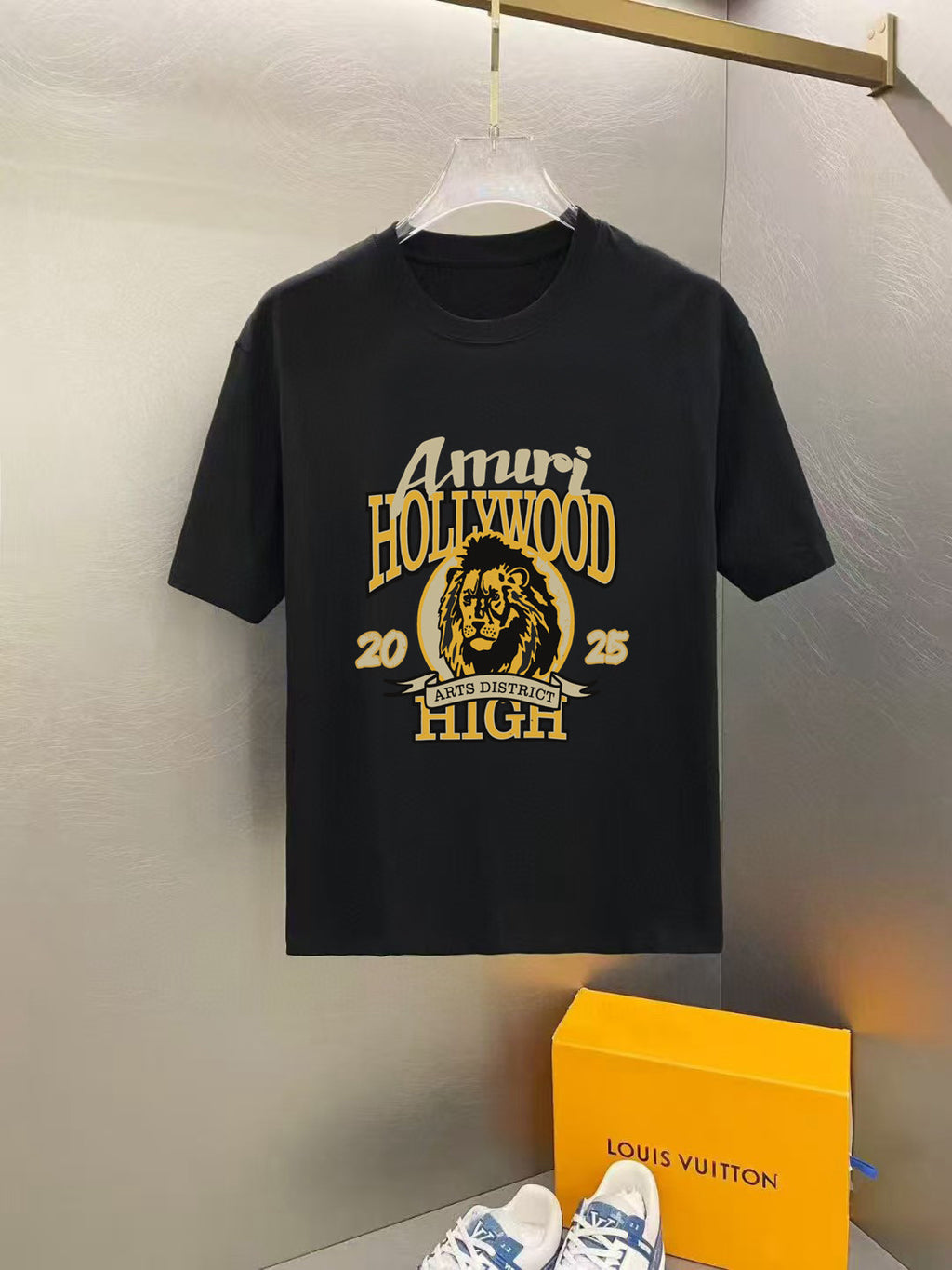 Amiri Hollywood Lion Front Graphic Crew‑Neck Short‑Sleeve T‑Shirt