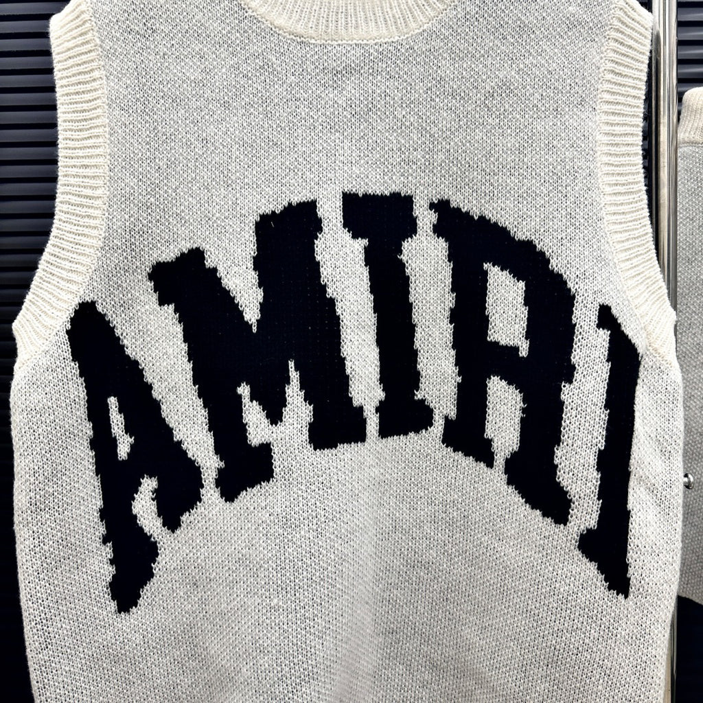 AMIRI Collegiate Logo Knit Vest & Drawstring Shorts Two‑Piece Set