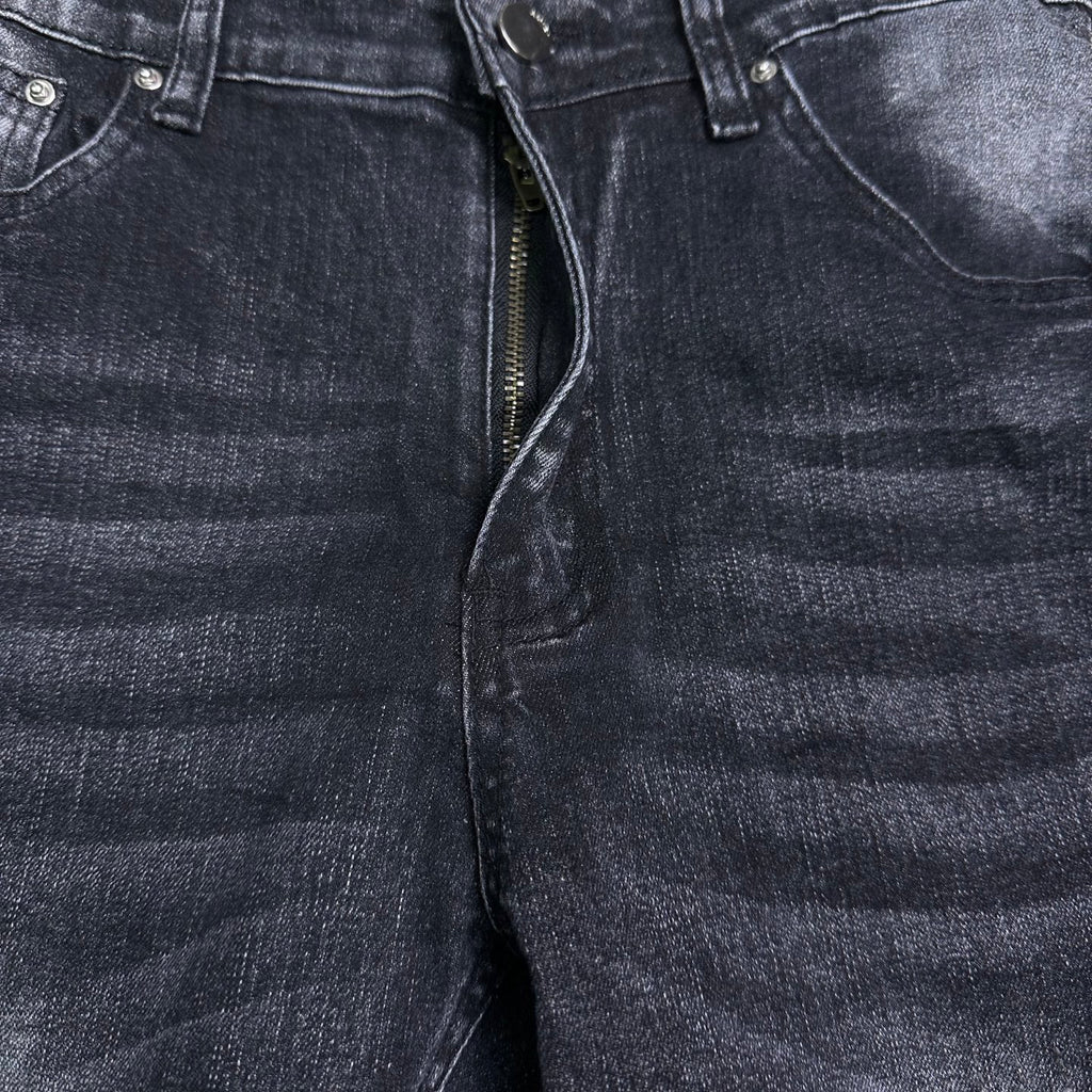 AMIRI Logo‑Print Multi‑Rip Distressed Slim‑Fit Denim Jeans