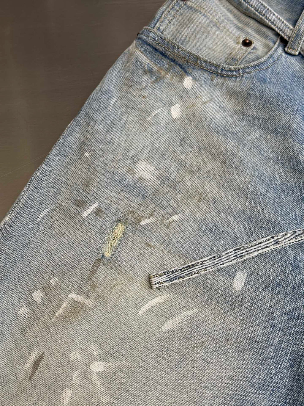 Acne Studios Paint‑Splatter Vintage Washed Denim Shorts