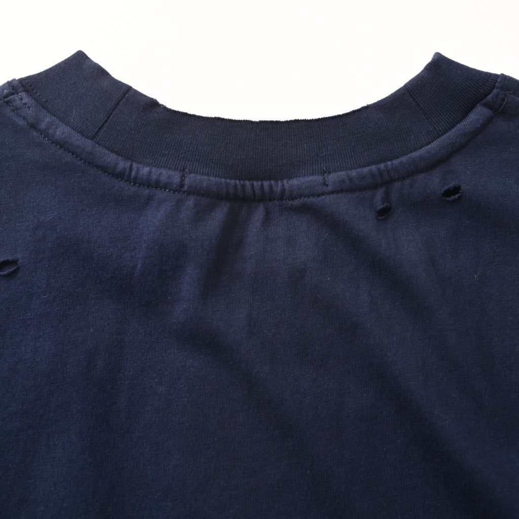 Acne Studios Distressed‑Rip Circular‑Logo Oversized Crew‑Neck T‑Shirt