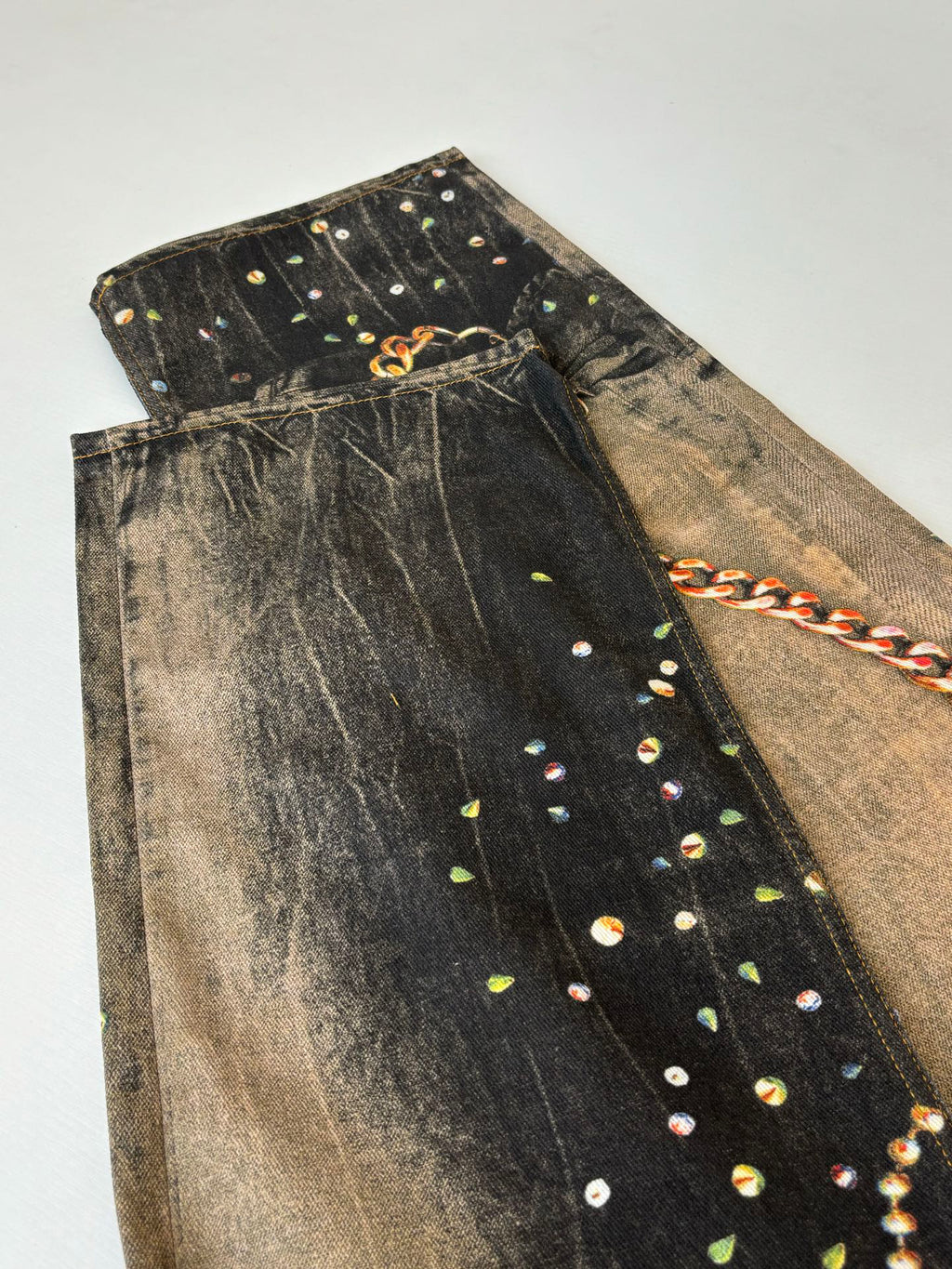 Acne Studios Chain‑Print Wide‑Leg Vintage‑Wash Denim Jeans