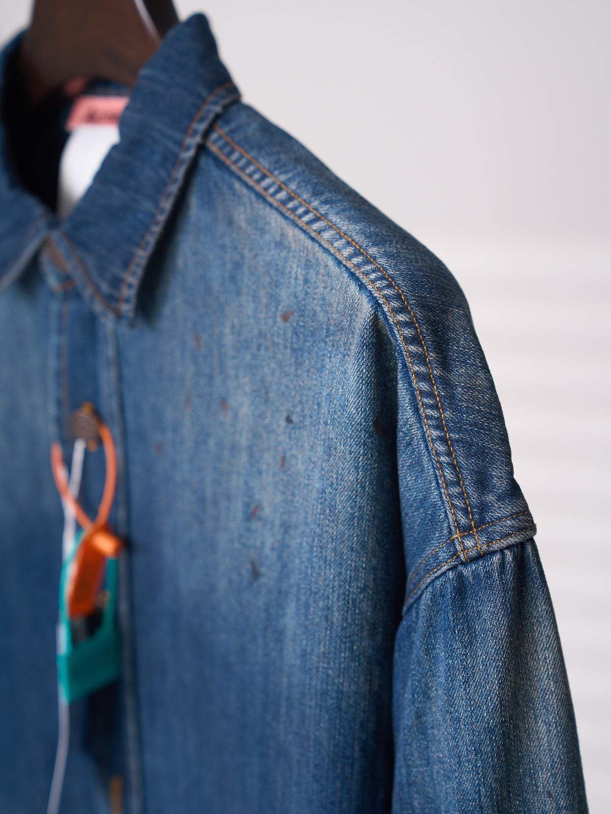 Acne Studios Vintage Distressed Oversized Denim Long‑Sleeve Shirt