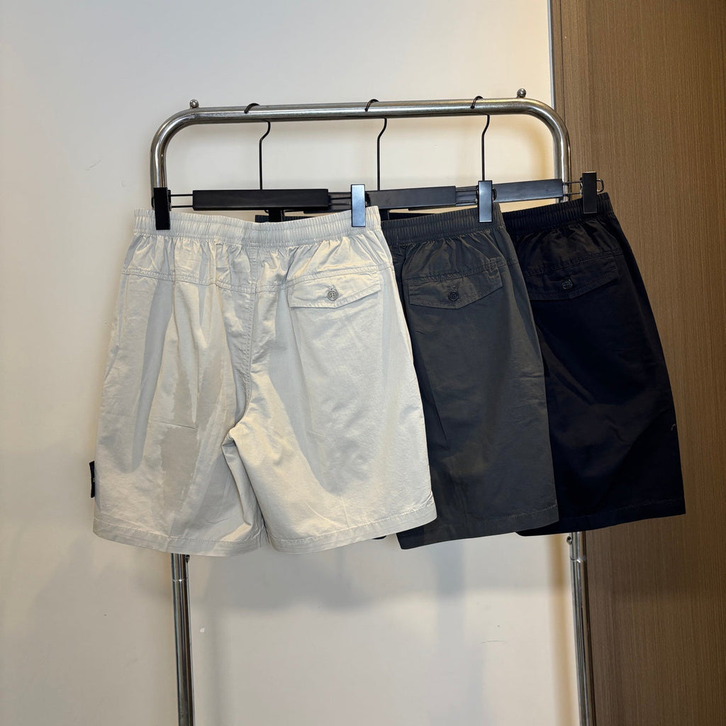 Stone Island Mid-Length Utility Cotton Shorts with Elasticated Waist and Compass Badge