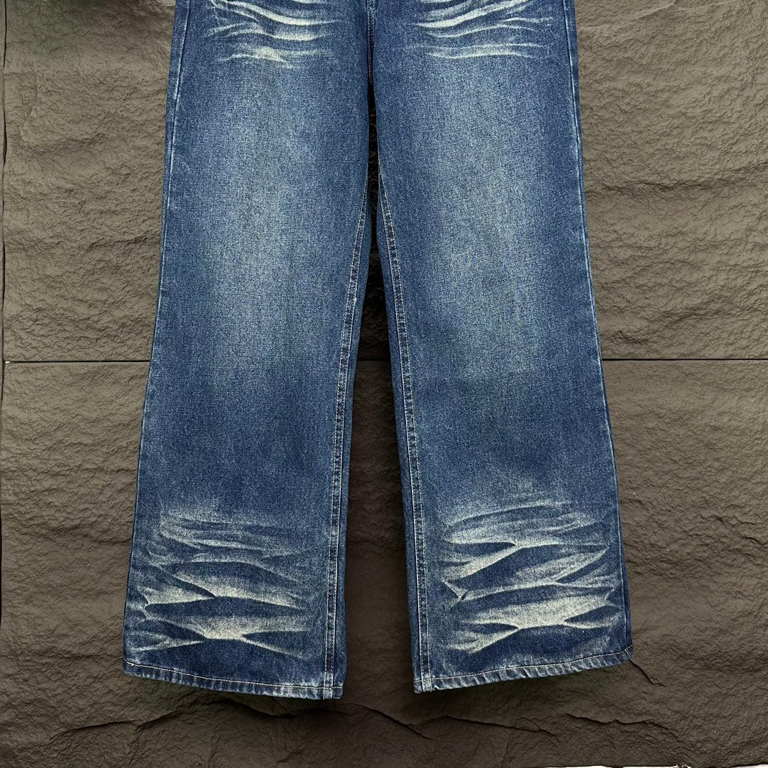 Acne Studios Vintage Whiskering Wide‑Leg Jeans