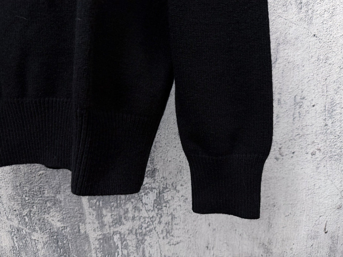 Stone Island Wool Knit Half-Button Mock Neck Sweater with Compass Badge on Sleeve