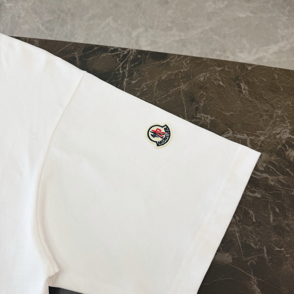 Moncler Shelton Logo Embroidered T-Shirt White