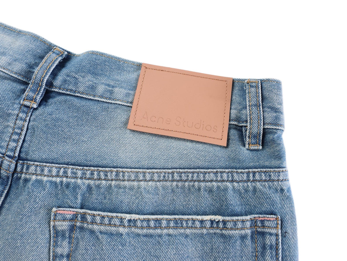 Acne Studios Heavy‑Ripped Distressed Washed Denim Wide‑Leg Jort Shorts