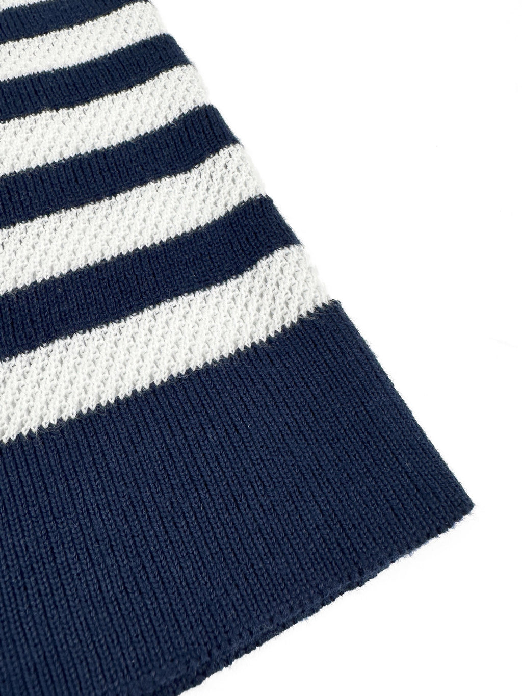 Polo Ralph Lauren Men's Striped V‑Neck Knit Short‑Sleeve Polo Shirt, Navy Pony Embroidery