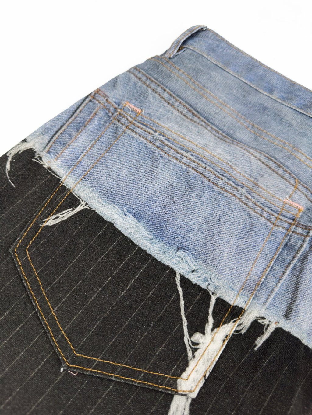 Acne Studios Patchwork Distressed Wide‑Leg Denim Trousers