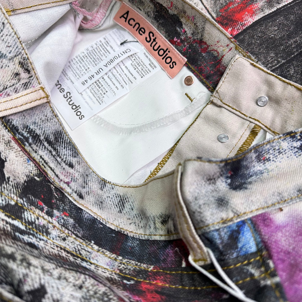Acne Studios Abstract Paint‑Splatter Cargo Wide‑Leg Jeans