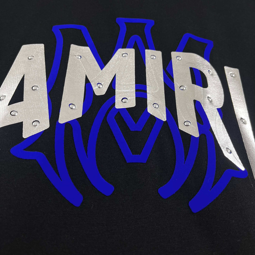AMIRI Layered Metallic‑Effect Letter Graphic Short‑Sleeve Tee