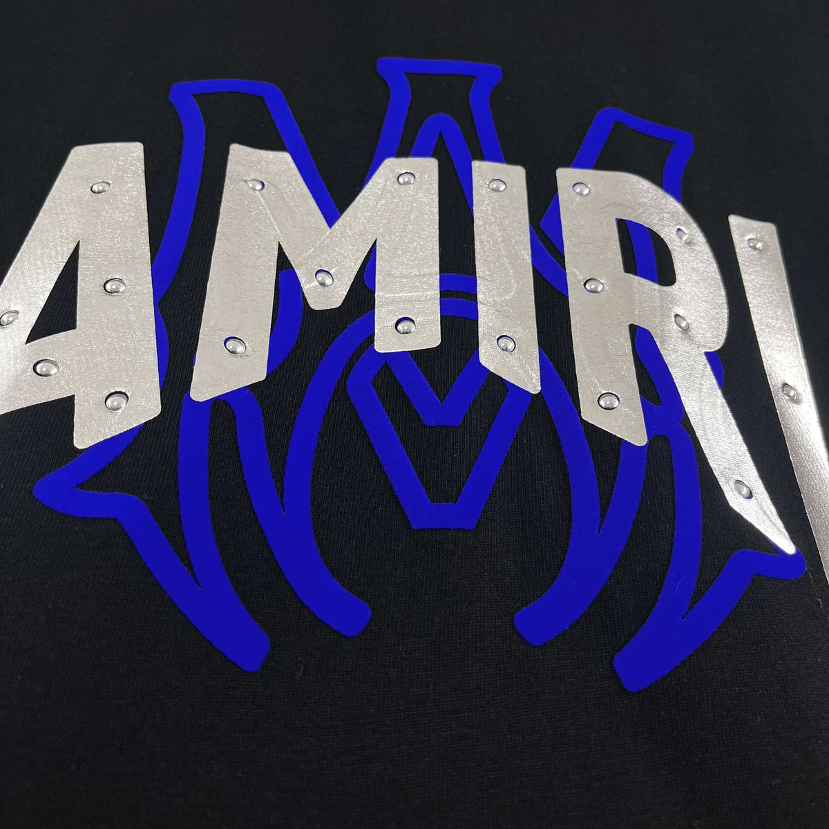 AMIRI Layered Metallic‑Effect Letter Graphic Short‑Sleeve Tee