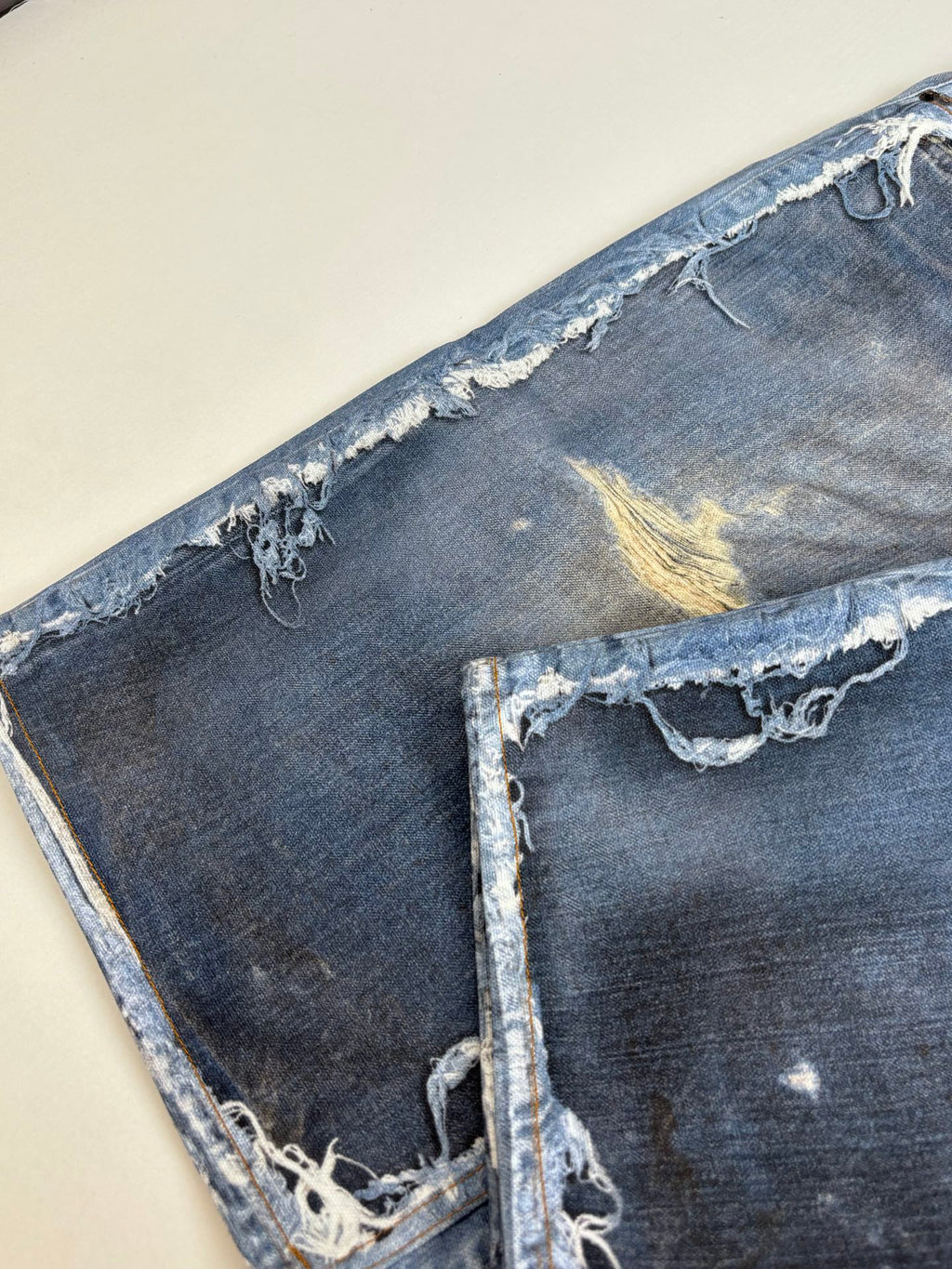 Acne Studios Heavily Distressed Denim Jort Shorts