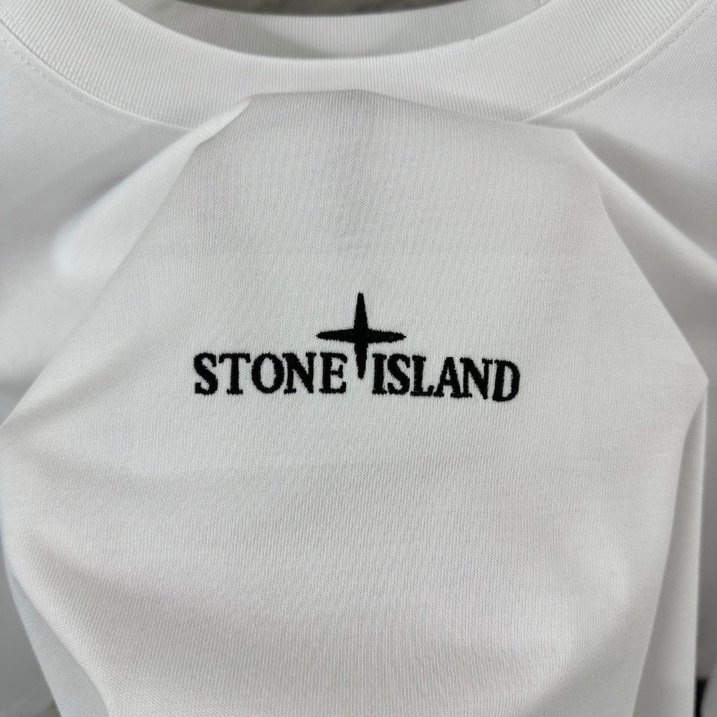 Stone Island Compass Star All-Caps Logo Embroidery T-Shirt - Front Chest and Upper Back Dual Placement