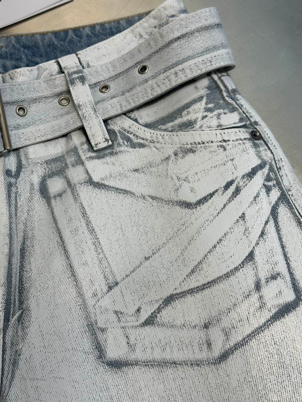 Acne Studios Belt‑Detail Wide‑Leg Denim Jeans