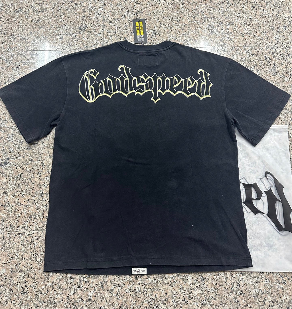 Godspeed Action Scene Retro Car Vintage Short‑Sleeve Tee (Washed Black)