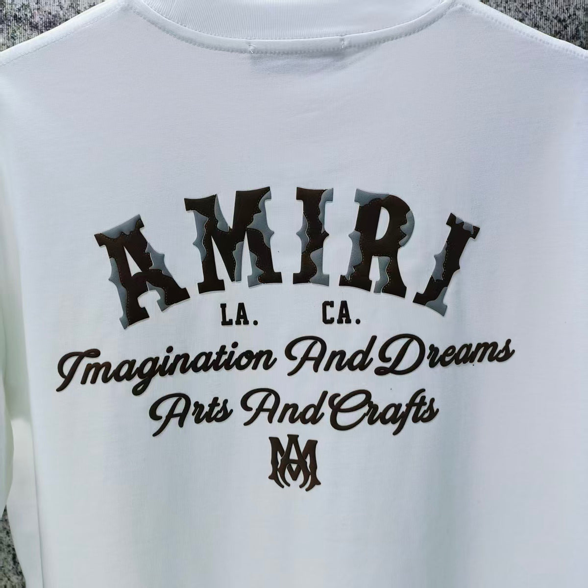 AMIRI Two‑Tone MA Monogram Chest Graphic Short‑Sleeve Tee