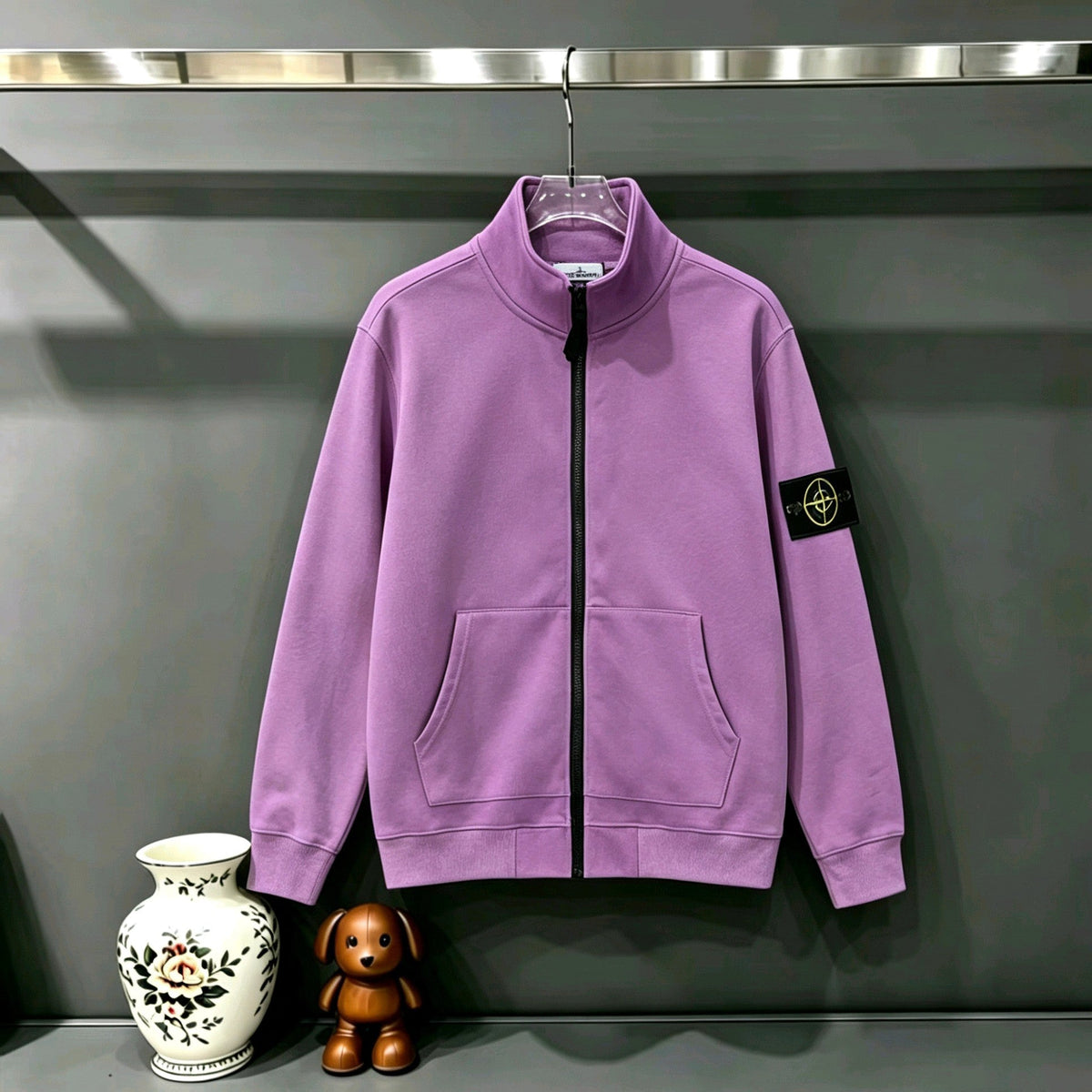 Stone Island Classic Compass Badge Full-Zip Stand Collar Sweatshirt Jacket