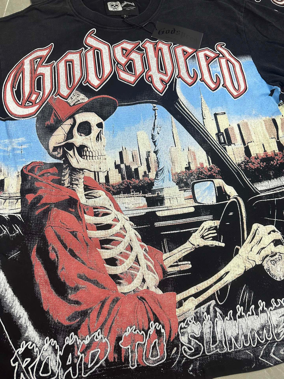 Godspeed Road To Summer Short Sleeve Tee (Washed Black)