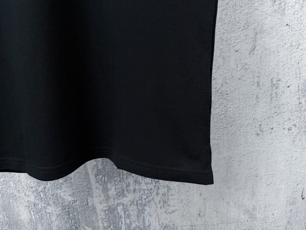 Men's Pique Knit Short‑Sleeve Polo Shirt Small Horse Embroidery Solid Black Casual Top