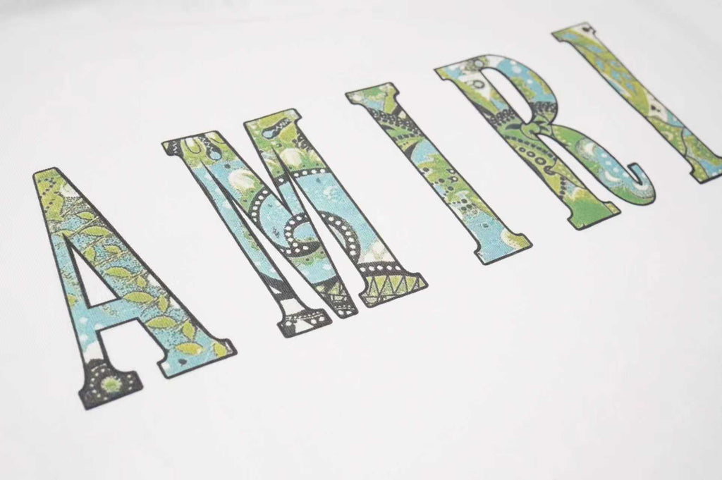 Amiri Camo Monogram Chest Graphic Crew‑Neck Short‑Sleeve T‑Shirt