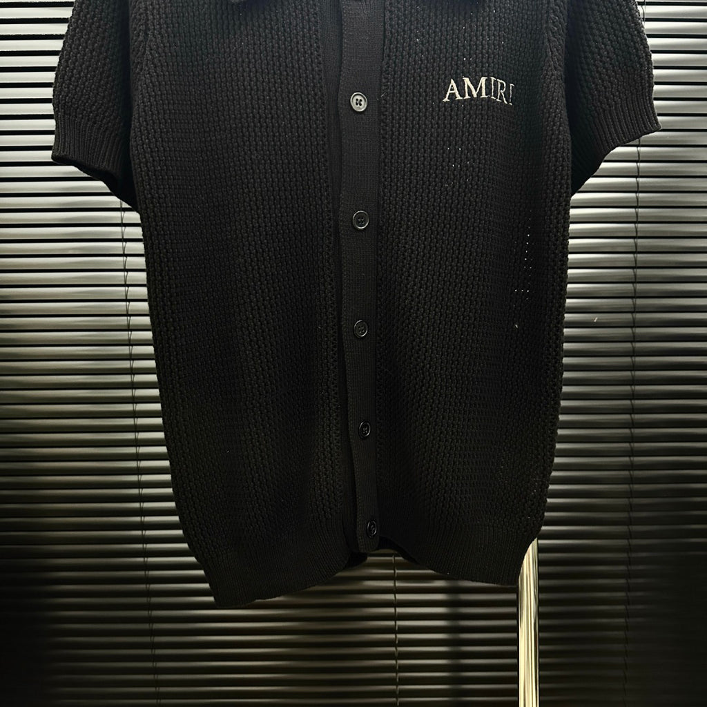 AMIRI Minimal Logo Short‑Sleeve Knit Cardigan