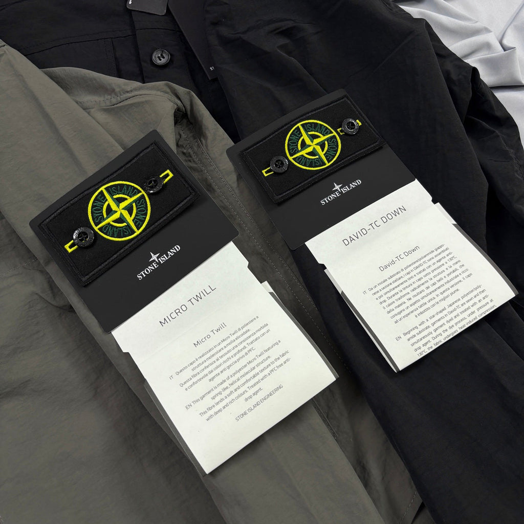 Stone Island Crinkle Nylon Overshirt with Flap Chest Pockets and Compass Badge