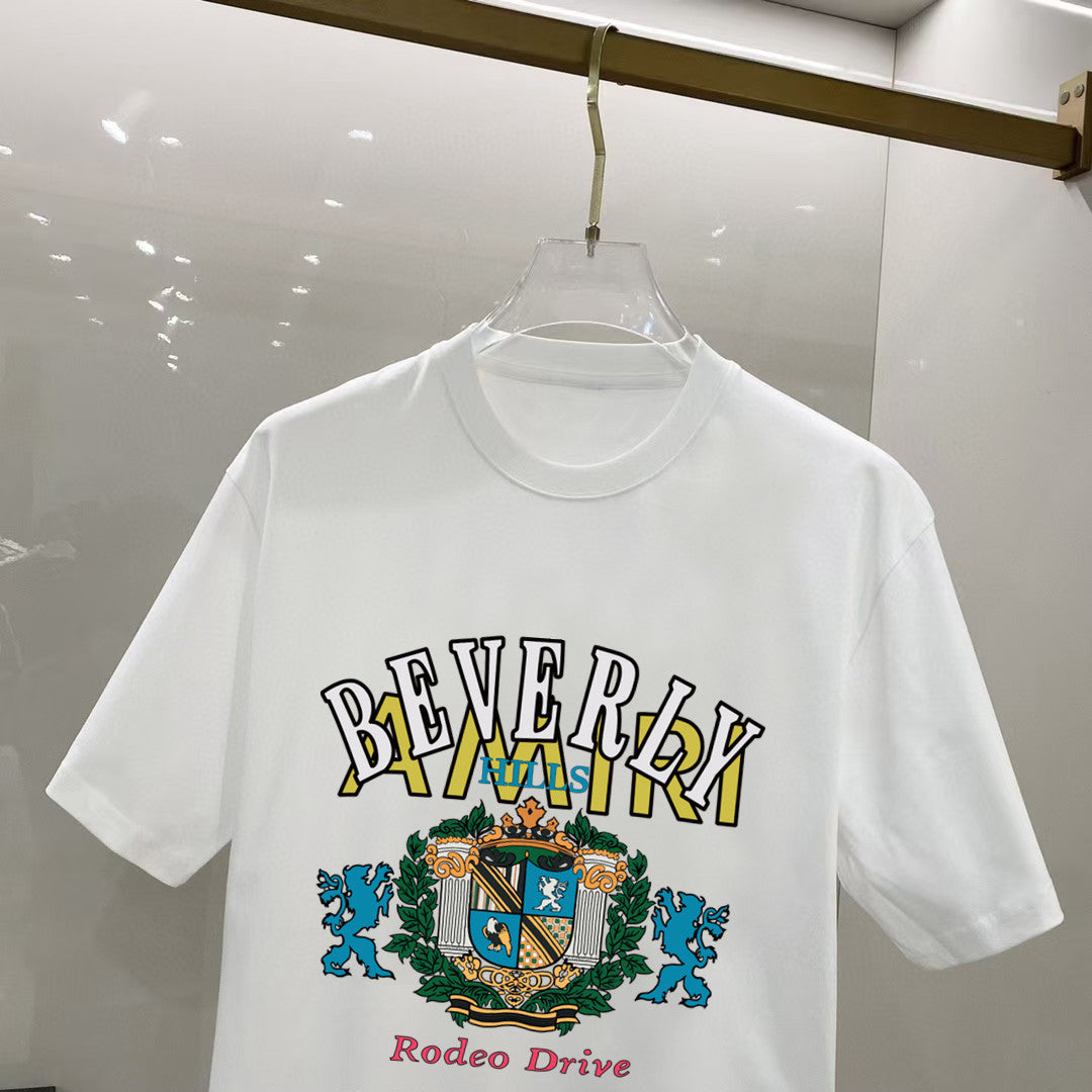 AMIRI Beverly Hills Rodeo Drive Crest Graphic Crew Neck Short‑Sleeve T‑Shirt