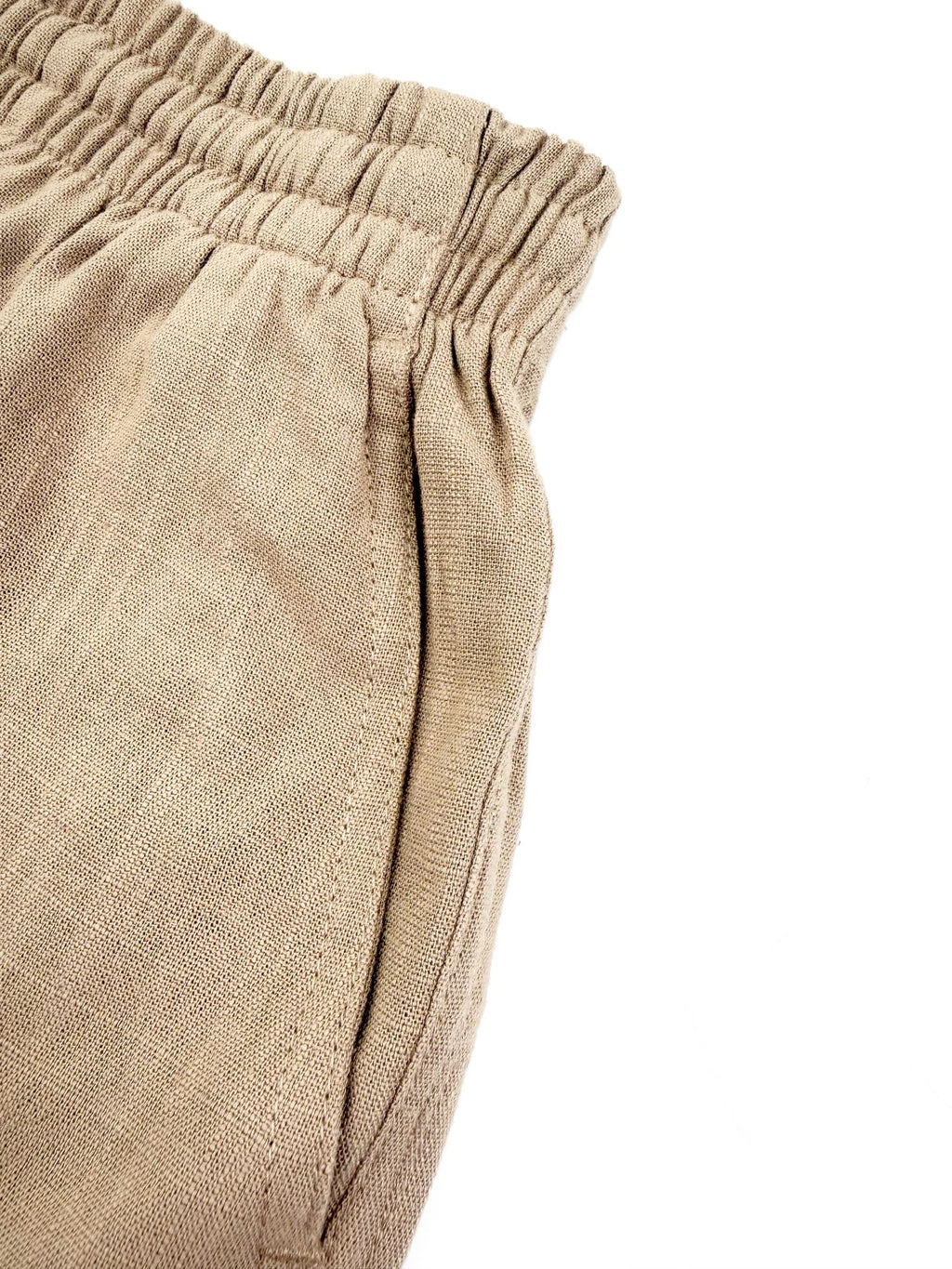 Men's Linen‑Blend Drawstring Elastic‑Waist Casual Shorts