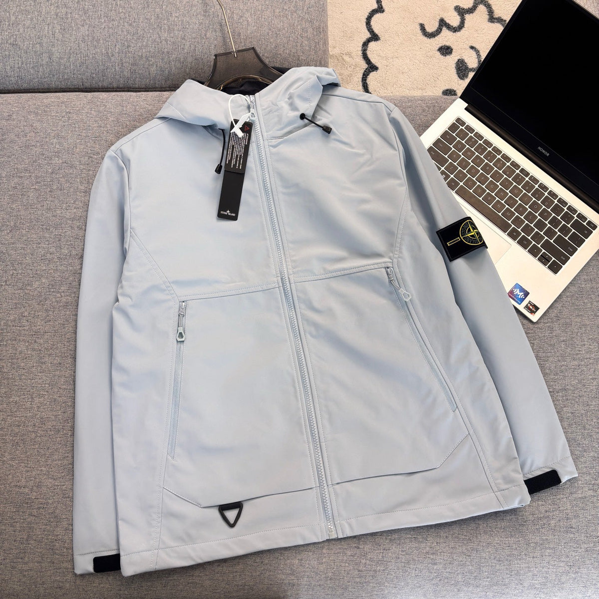 Stone Island Softshell Three-Protection Hooded Jacket with Compass Badge