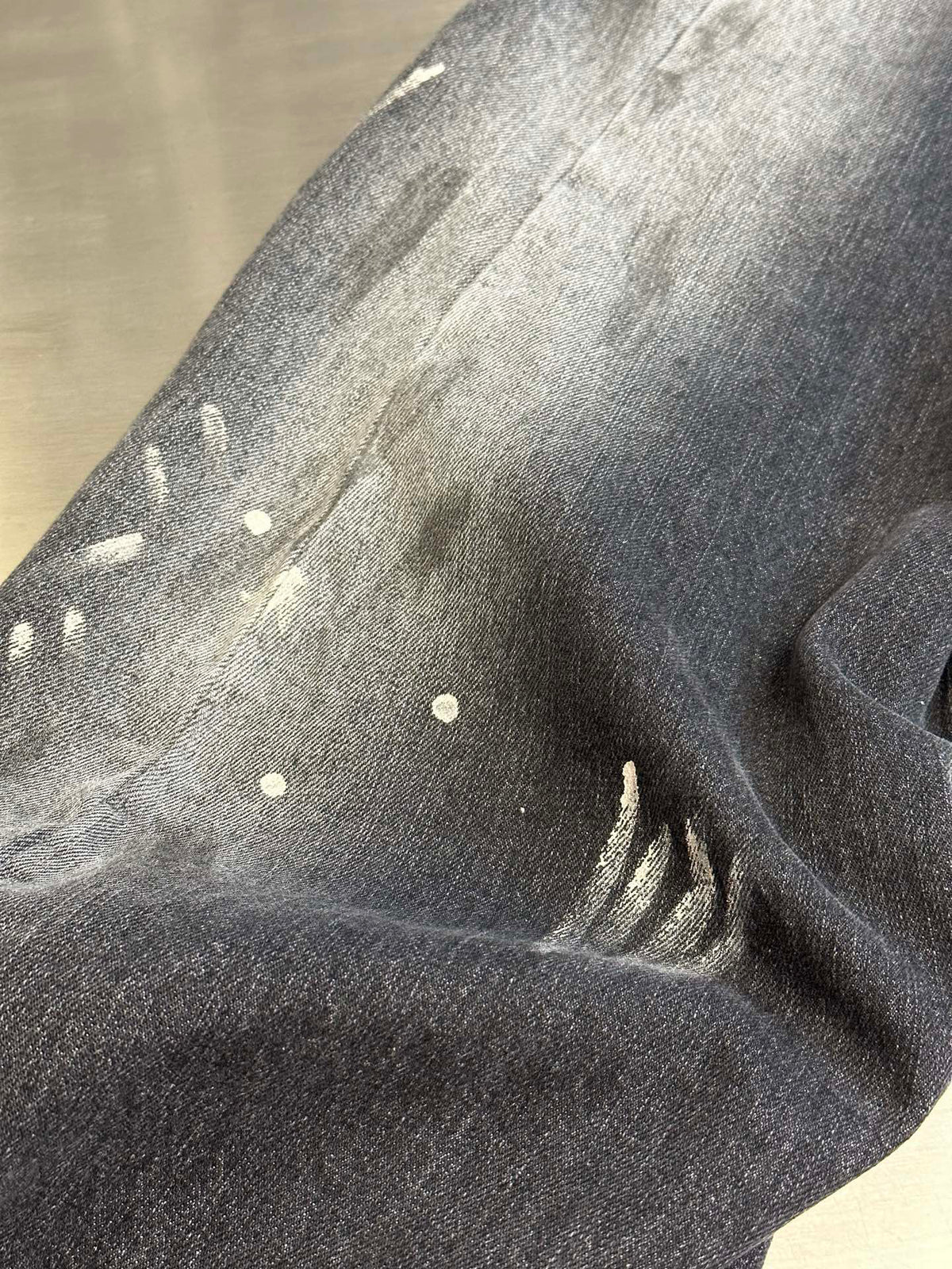 Acne Studios Paint‑Splash Vintage Washed Baggy Wide‑Leg Jeans