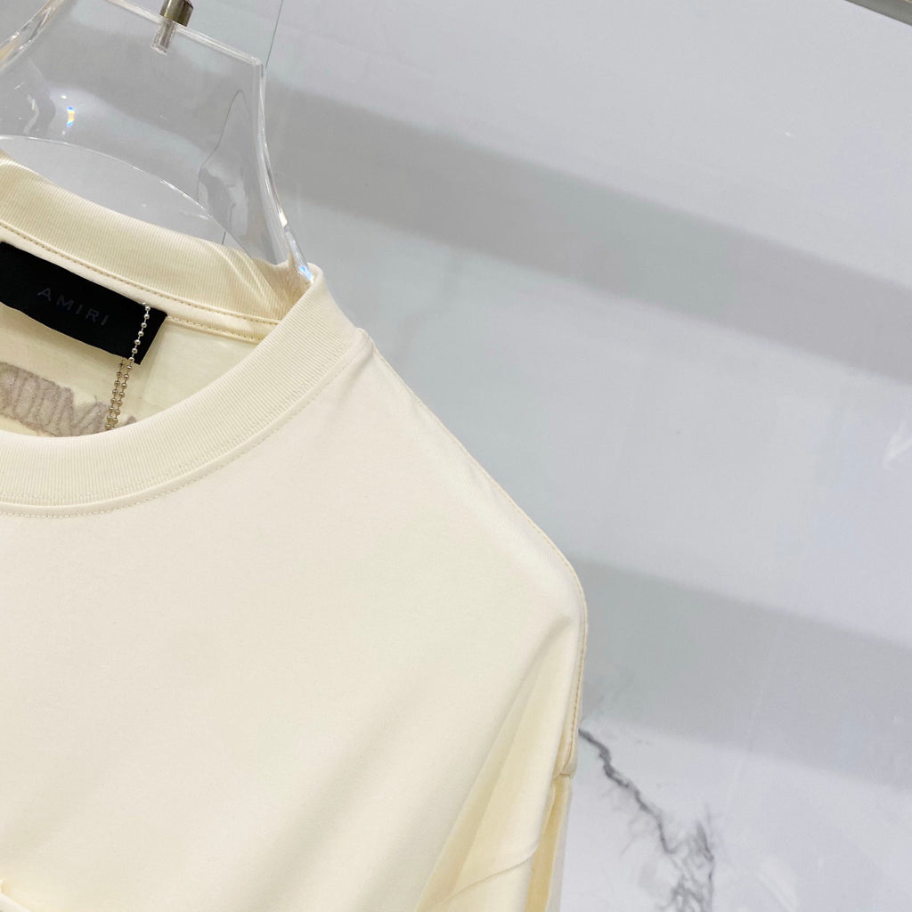 AMIRI Chest Pocket Embroidered Monogram Crew Neck Short‑Sleeve T‑Shirt