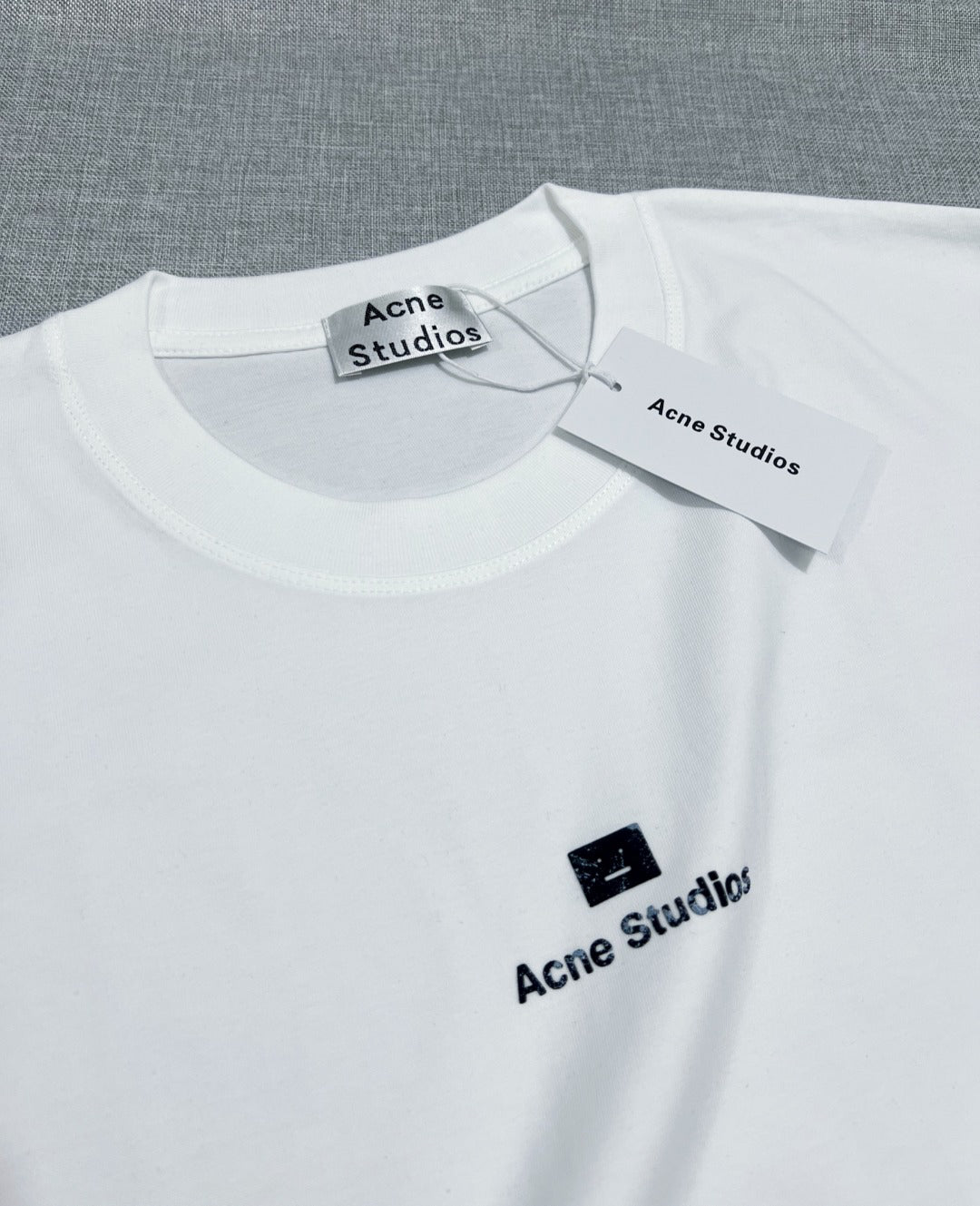 Acne Studios Square‑Face‑Icon Chest‑Print Oversized Crew‑Neck T‑Shirt