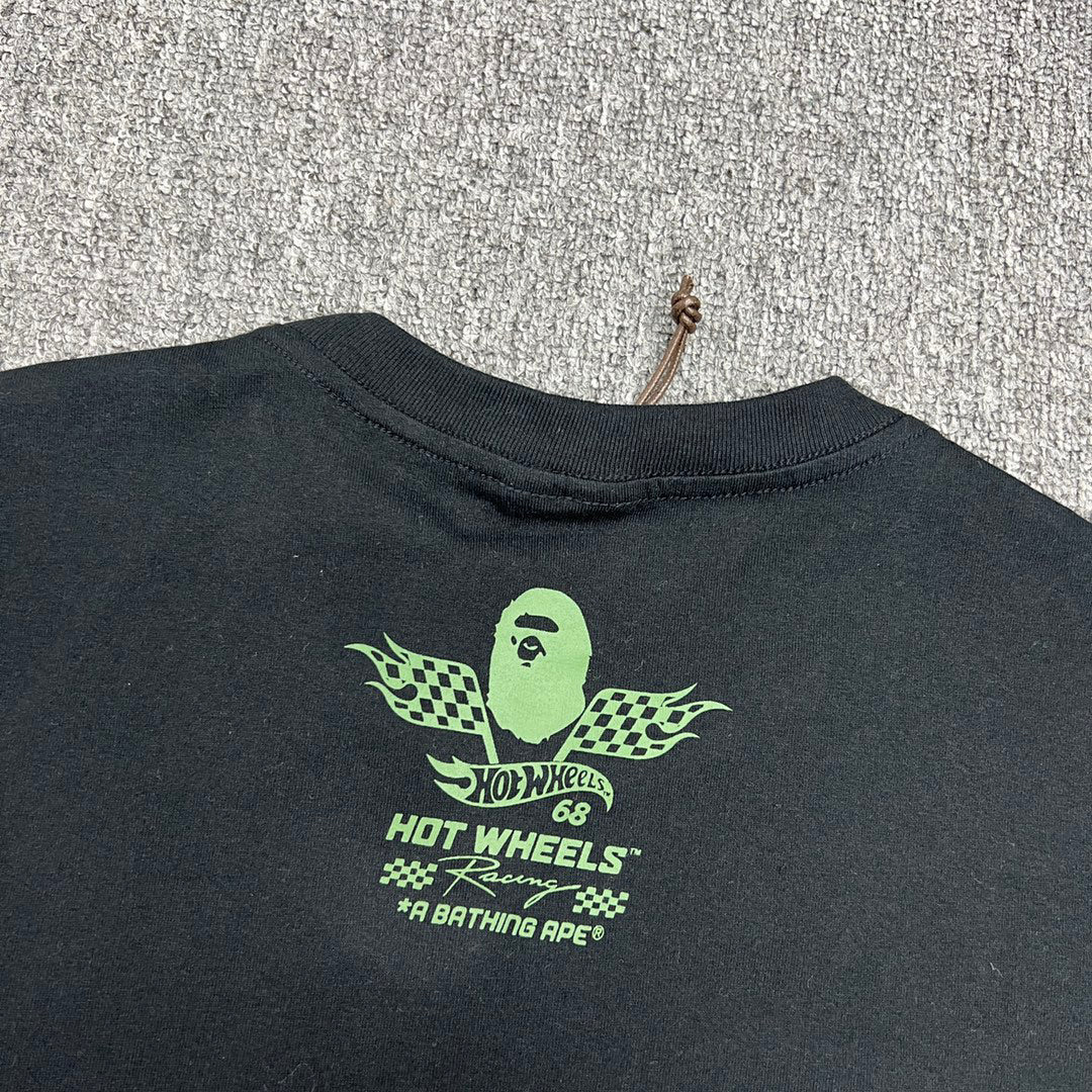 BAPE × Hot Wheels Collab Ape Head Sticker-Fill Badge Print Tee Oversized Unisex T-Shirt