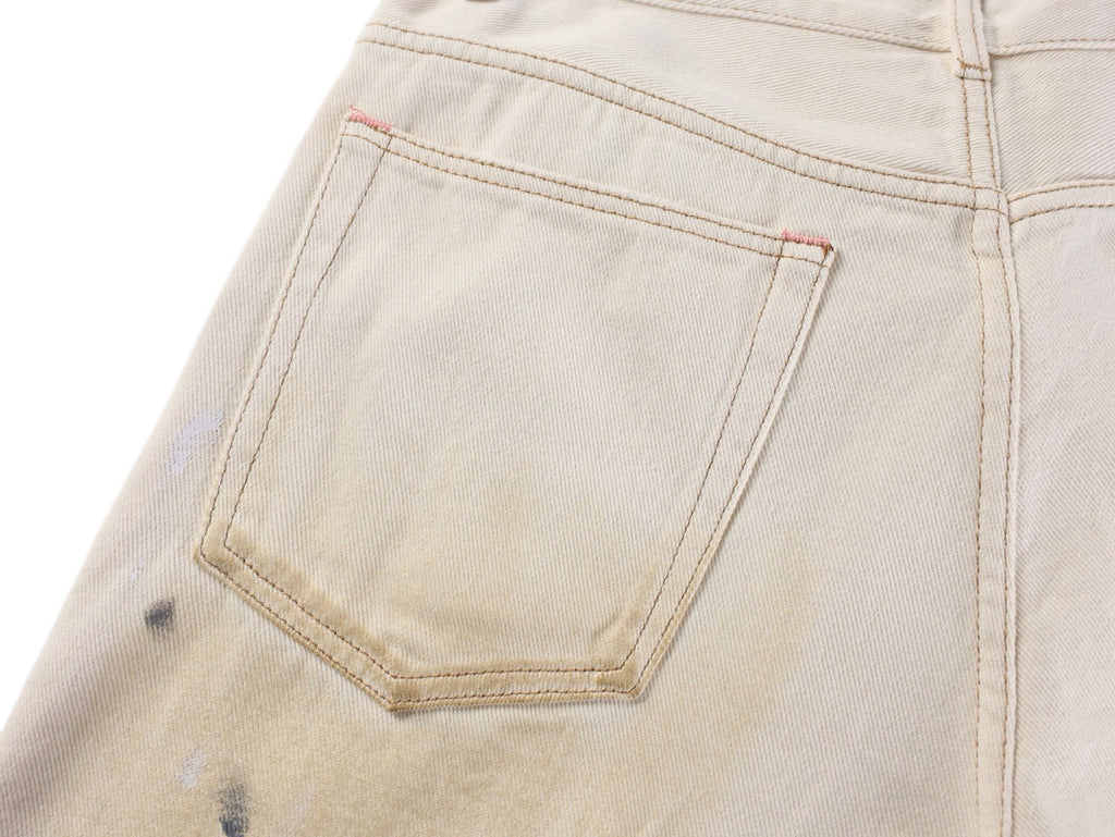 cne Studios Vintage Paint‑Splatter Denim Jort Shorts
