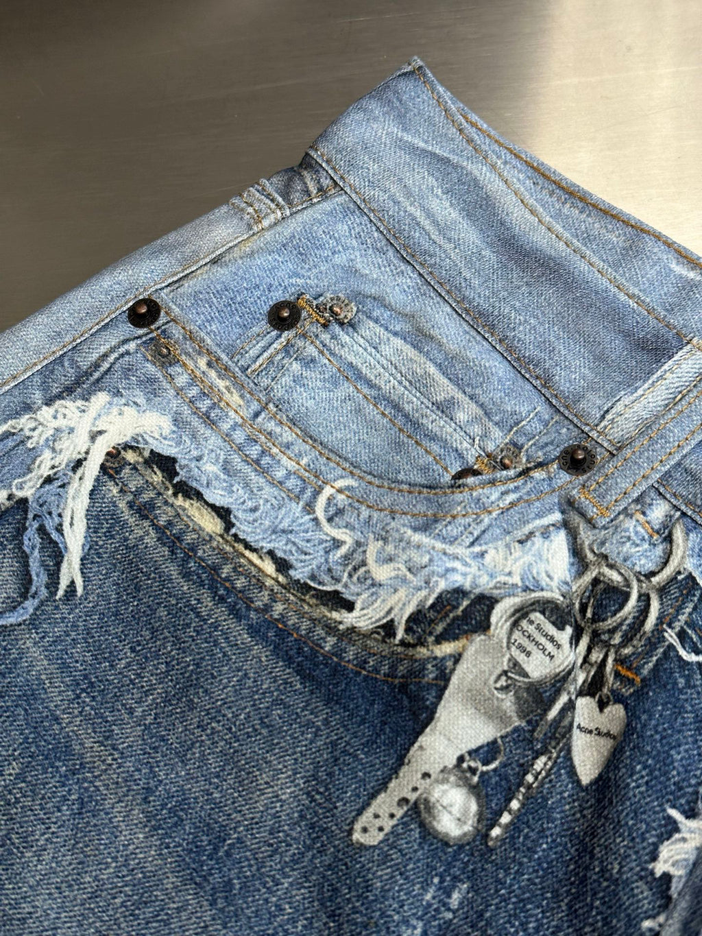 Acne Studios Heavy Distressed Frayed Edge Wide‑Leg Jeans