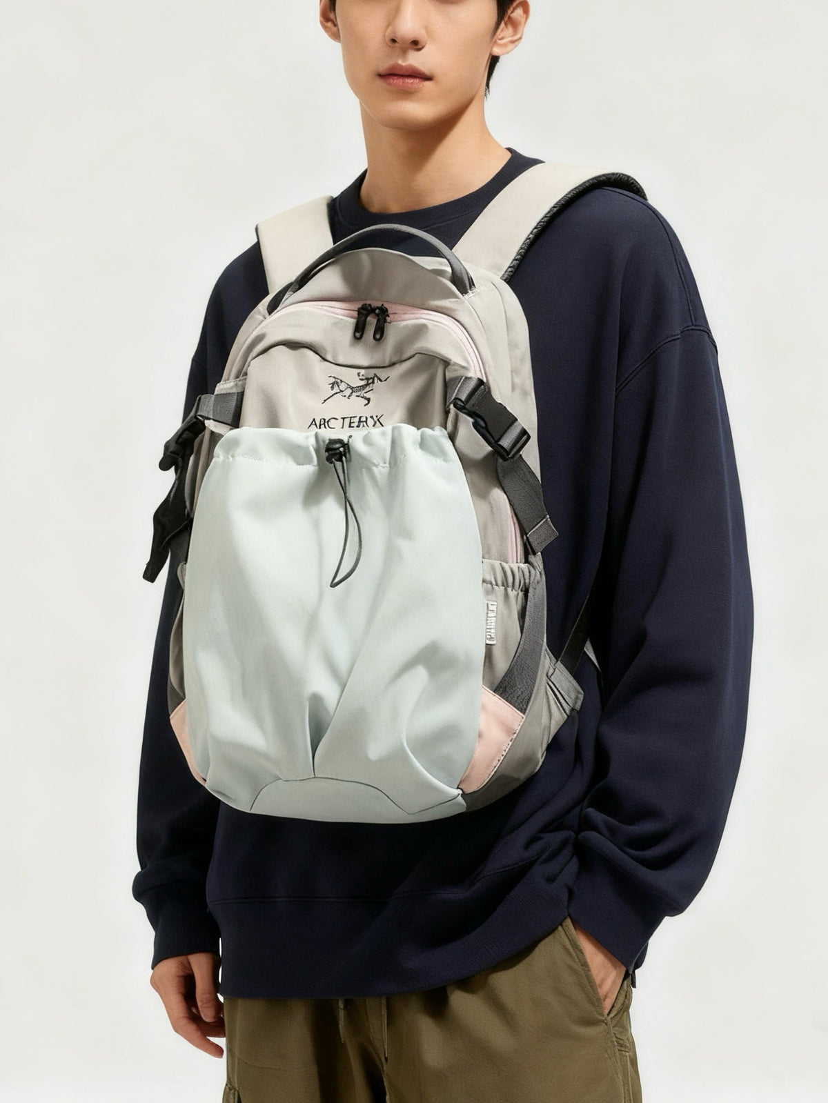 Arc'teryx Color‑Block Drawstring Pocket Backpack, Large‑Capacity Outdoor Travel Daypack Unisex