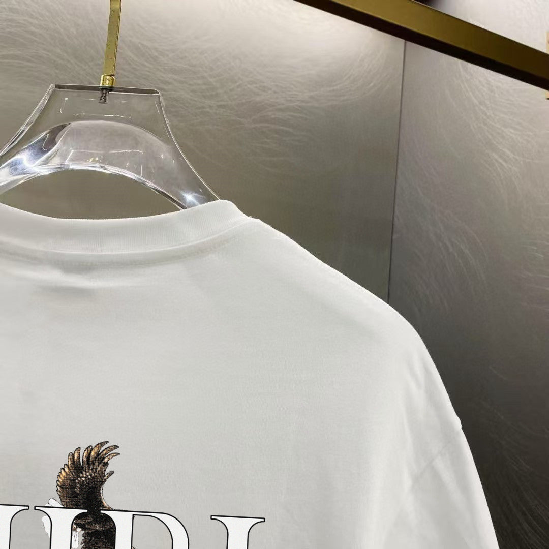 Amiri Eagle Logo Chest Graphic Crew‑Neck Short‑Sleeve T‑Shirt