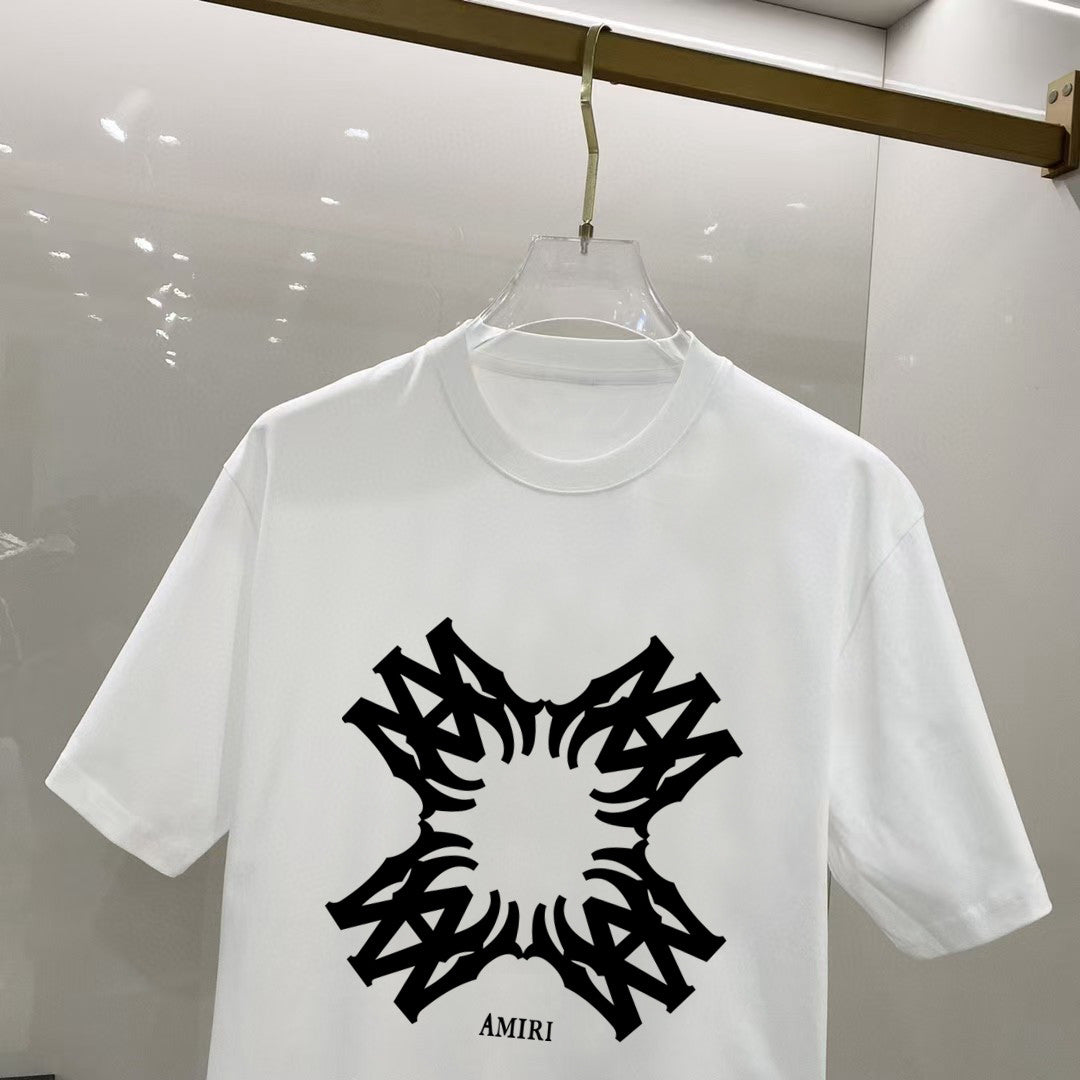 AMIRI Symmetrical Tribal Graphic Crew Neck Short‑Sleeve T‑Shirt