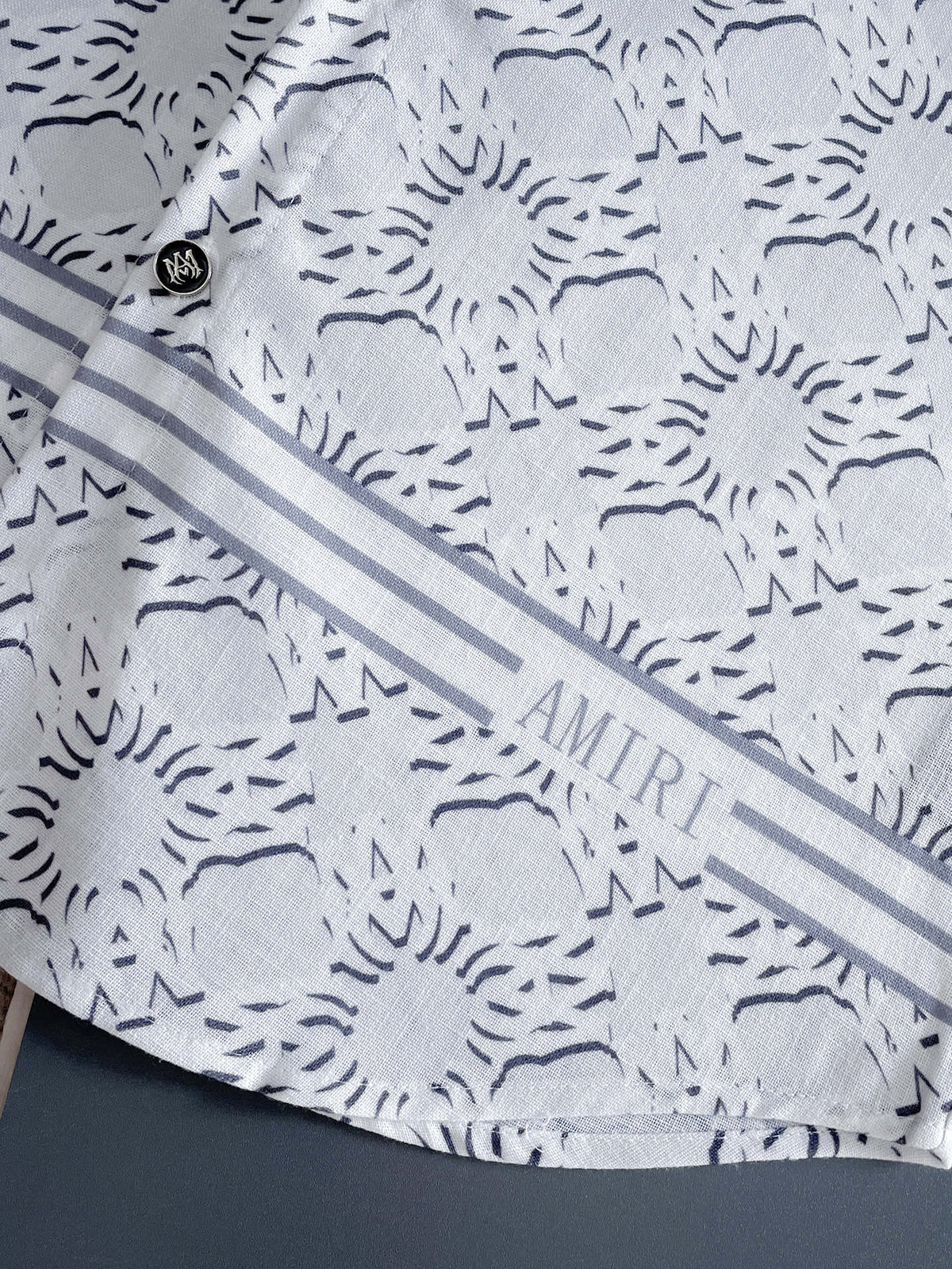 AMIRI All‑Over Print Short‑Sleeve Button‑Up Shirt & Drawstring Shorts Two‑Piece Summer Set
