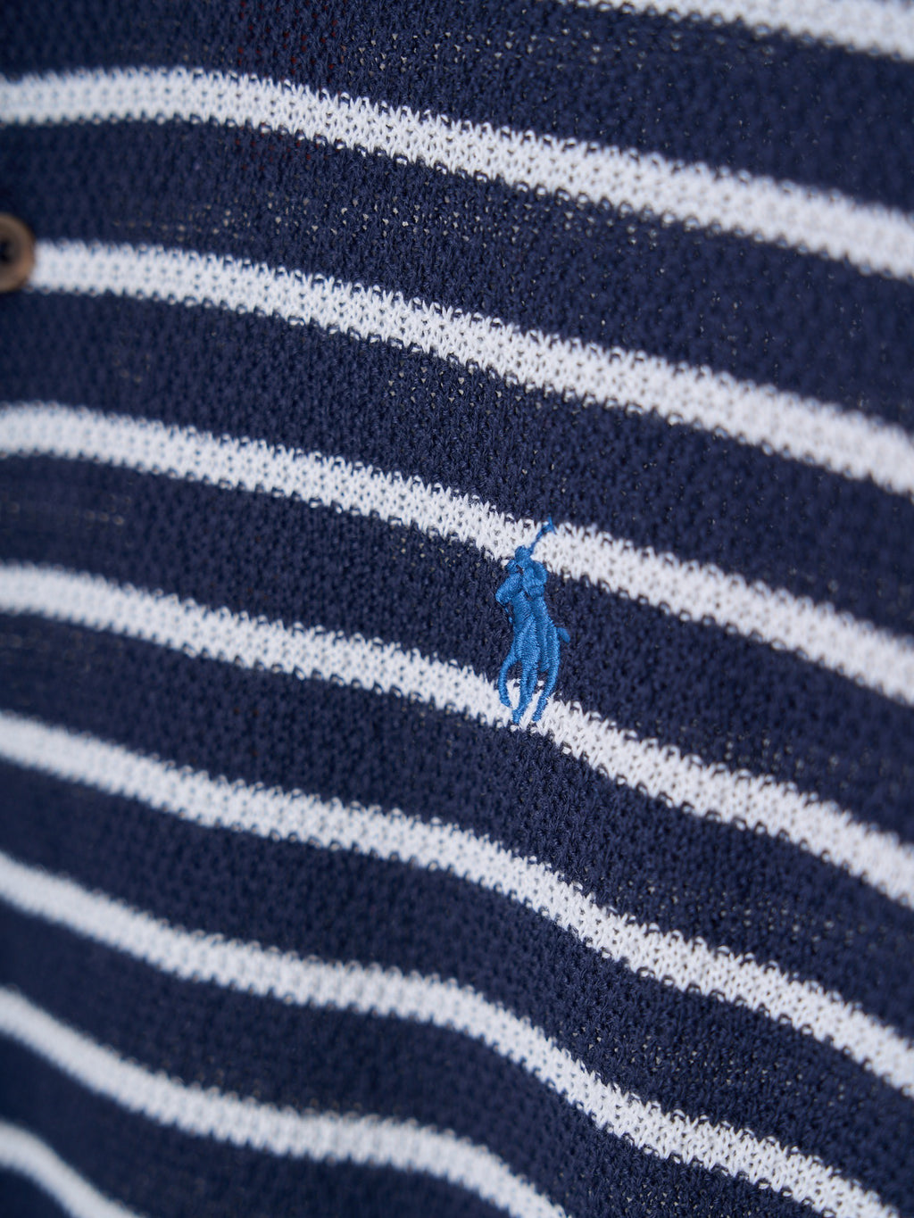 Polo Ralph Lauren Men's Striped Knit Short‑Sleeve Polo Shirt, Blue Pony Embroidery