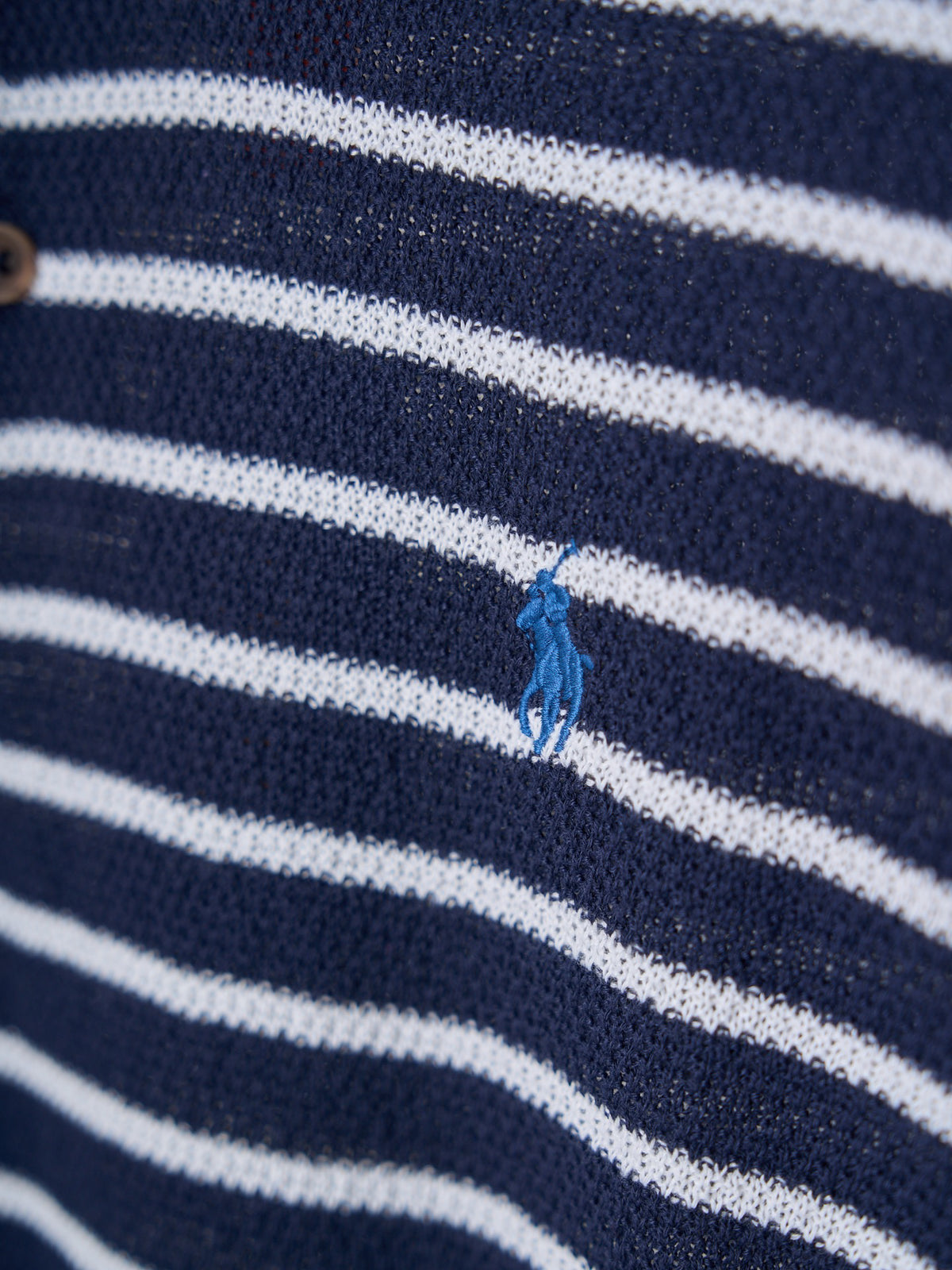 Polo Ralph Lauren Men's Striped Knit Short‑Sleeve Polo Shirt, Blue Pony Embroidery