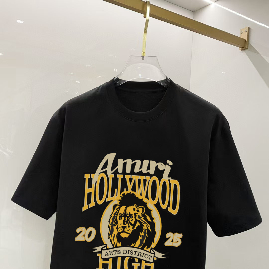 AMIRI Hollywood High Lion Graphic Crew Neck Short‑Sleeve T‑Shirt