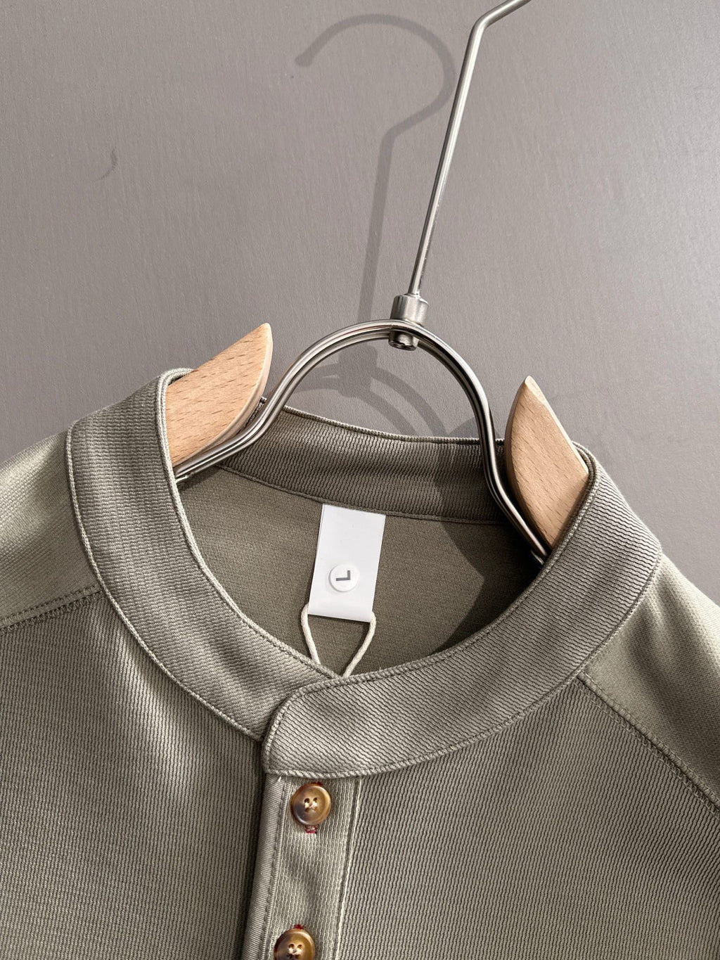 Moncler x Stone Island Structured Twill Henley-Collar Short Sleeve Top with Embroidered Compass Badge