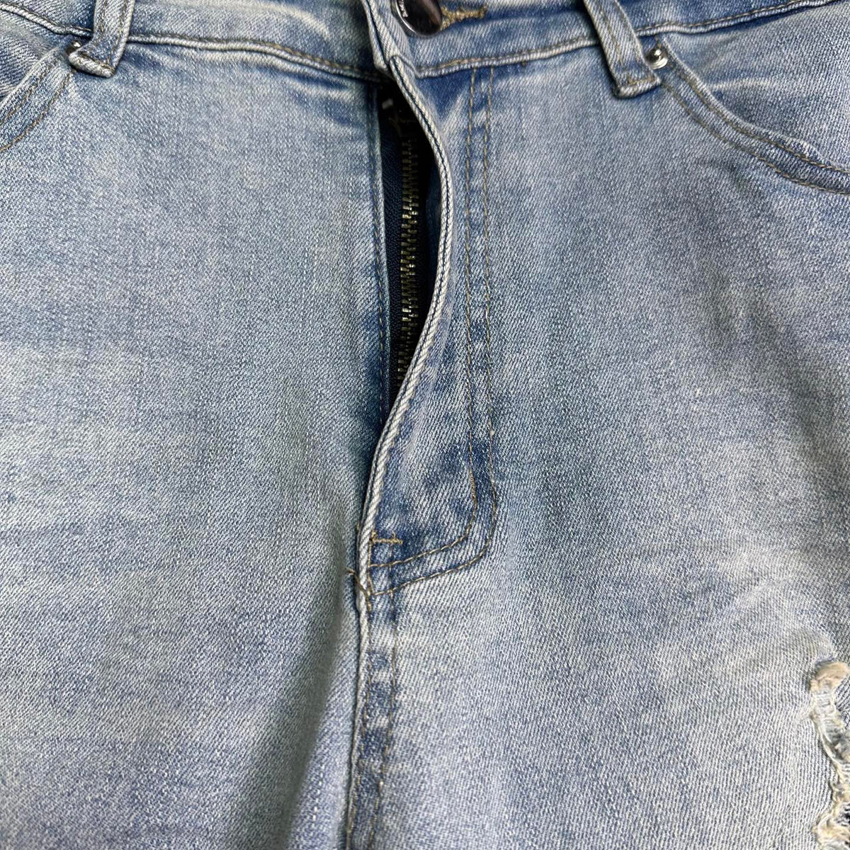 AMIRI Black Ribbed Patch Distressed Slim‑Fit Denim Jeans