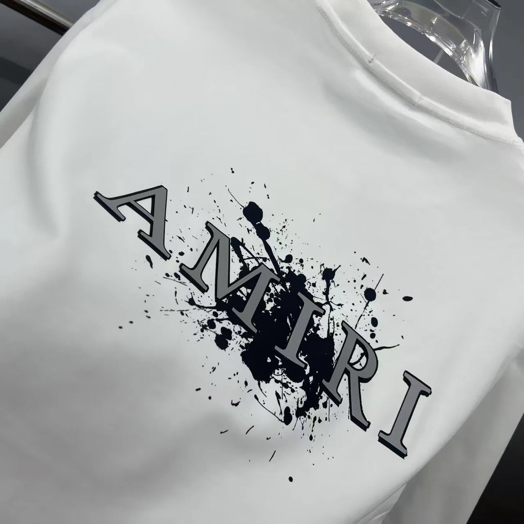 AMIRI Splatter Logo Graphic Crew-Neck Short-Sleeve T-Shirt